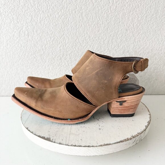 Lane PLAIN JANE Brown Slingback Mule Womens Cowboy Boots 11 Western Cowgirl - Picture 4 of 11